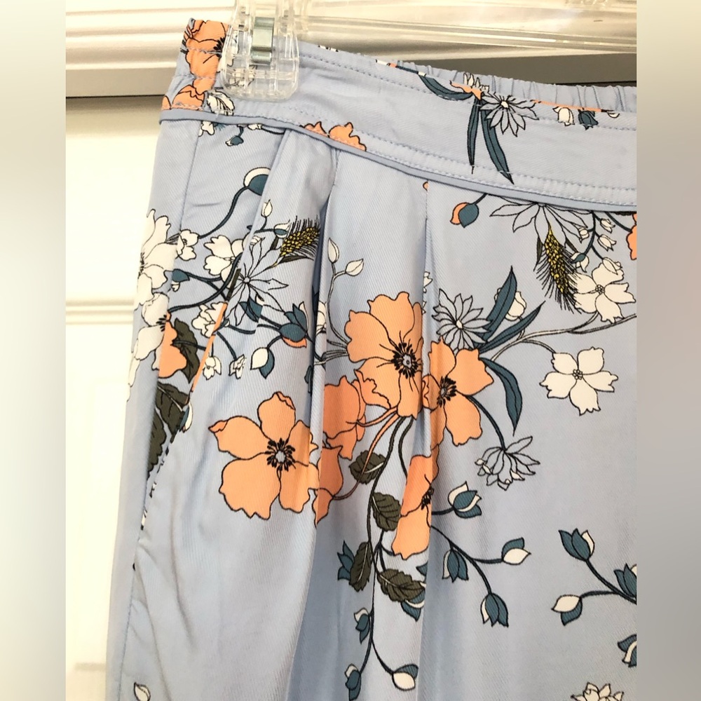 J. Crew Garden Floral Sky Blue Silky High-rise Pocket Pants - Picture 5 of 16